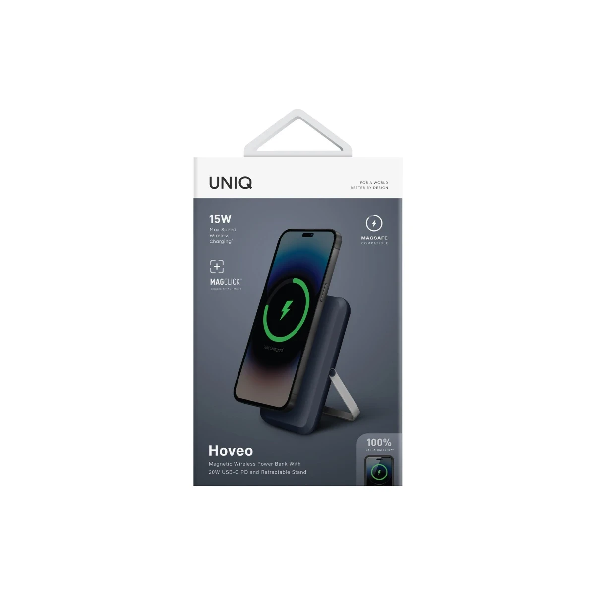 Uniq Hoveo 5.000mAh Manyetik PD Kablosuz Type-C Standlı Powerbank - Lacivert