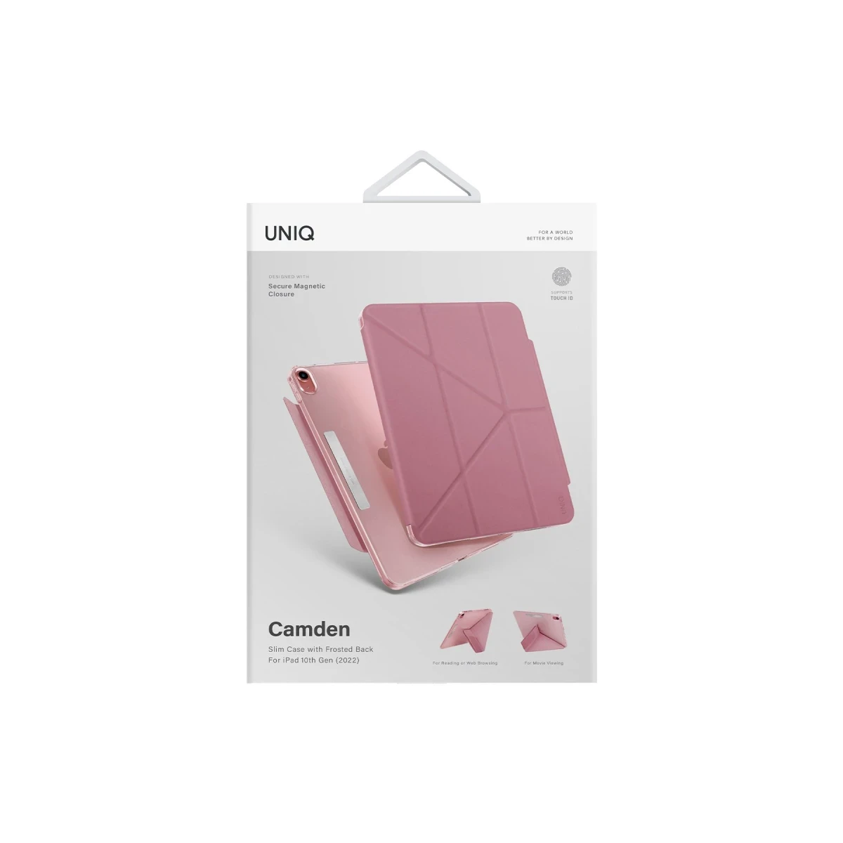 Uniq Apple iPad 2022 10.9 (10.nesil) Camden Katlanabilir Tablet Kapak - Koyu Pembe