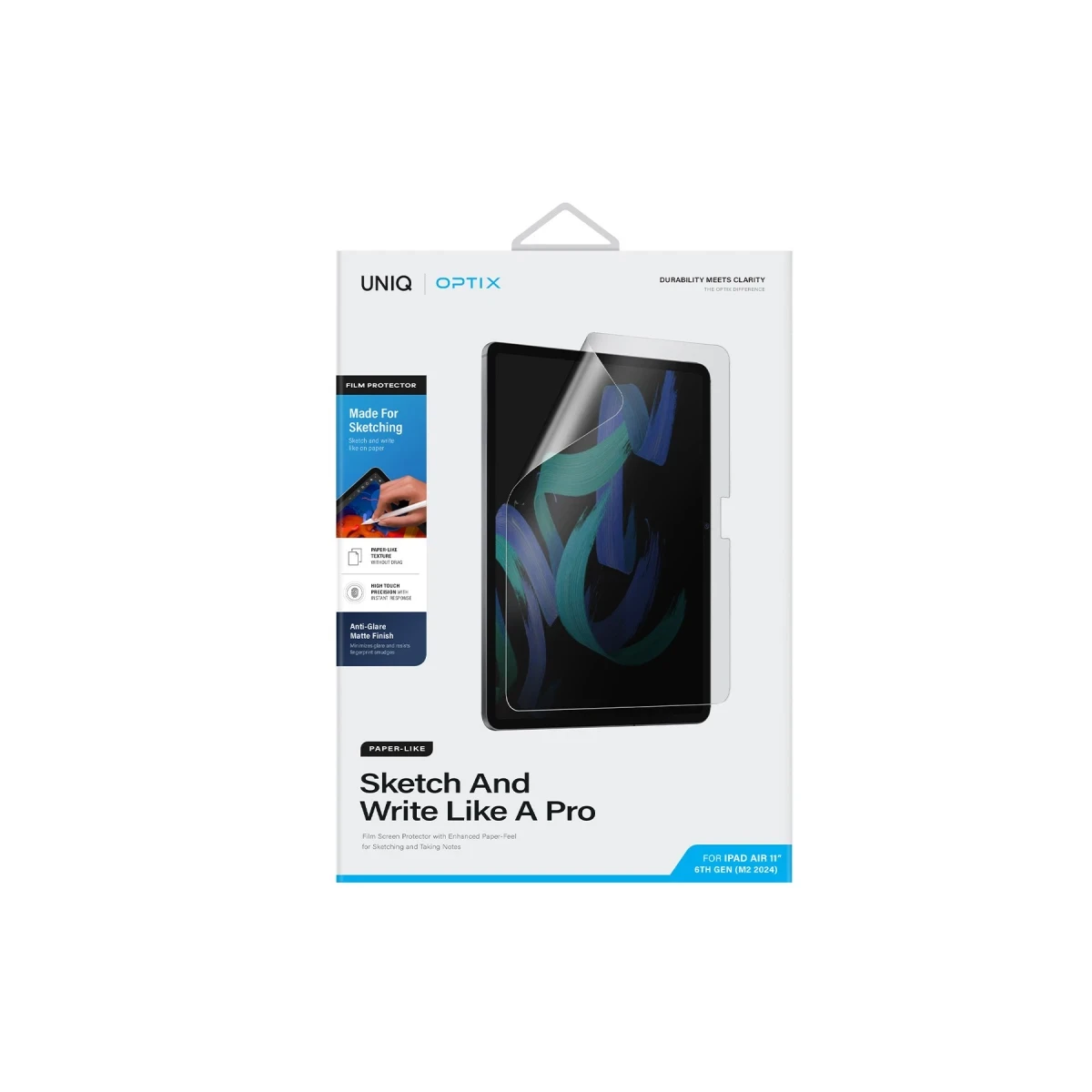 Uniq Apple iPad Air 11 (2024) Optix Paper Sketch Tablet Nano Koruyucu - Siyah