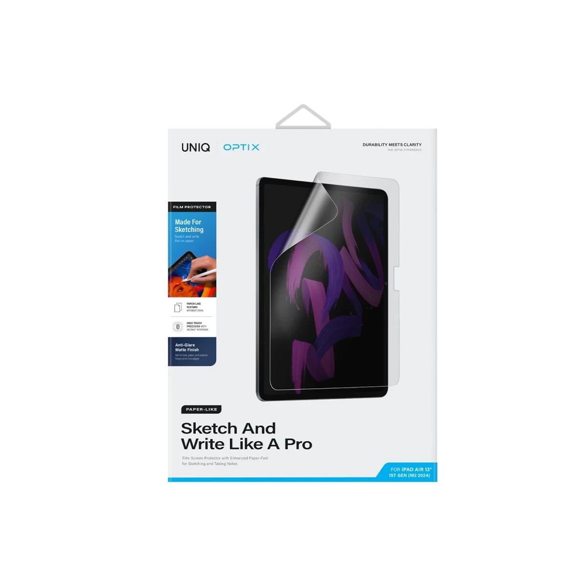Uniq Apple iPad Air 13 (2024) Optix Paper Sketch Tablet Nano Koruyucu - Siyah