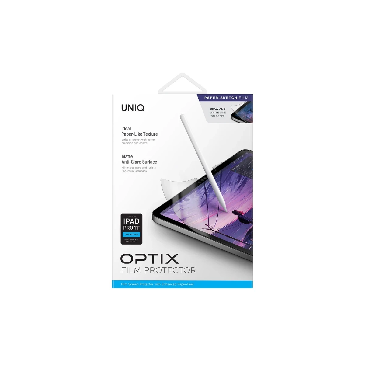 Uniq Apple iPad Pro 11 (2022) Optix Paper Sketch Tablet Nano Koruyucu - Siyah