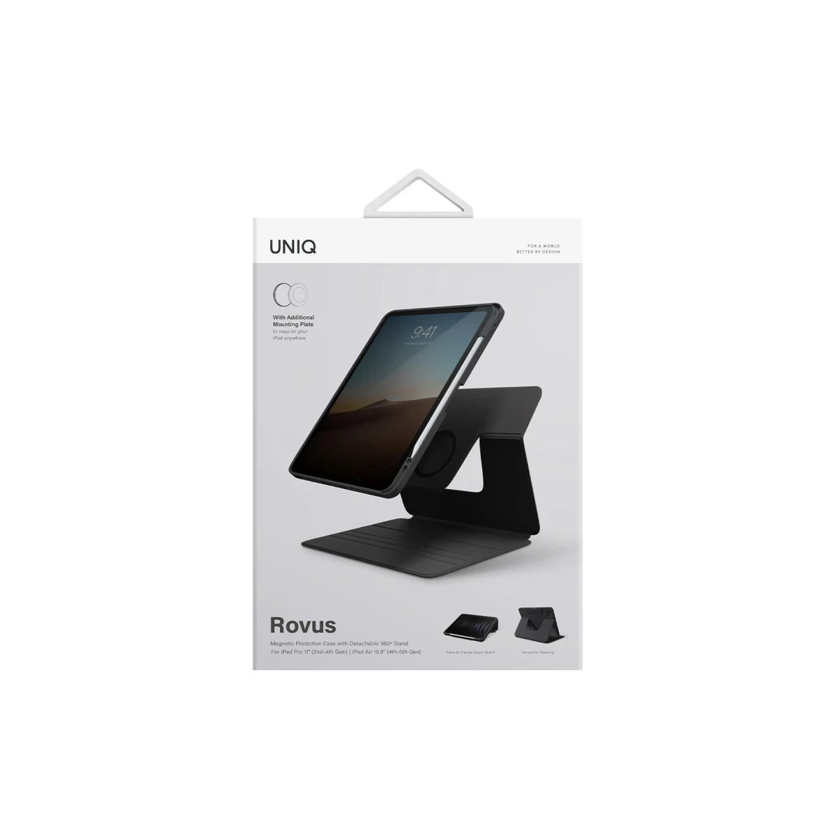 Uniq Apple iPad Pro 11 (2022) Rovus 360 Manyetik Tablet Kapak - Siyah