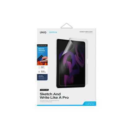 Uniq Apple iPad Pro 13 (2024) Optix Paper Sketch Tablet Nano Koruyucu - Siyah