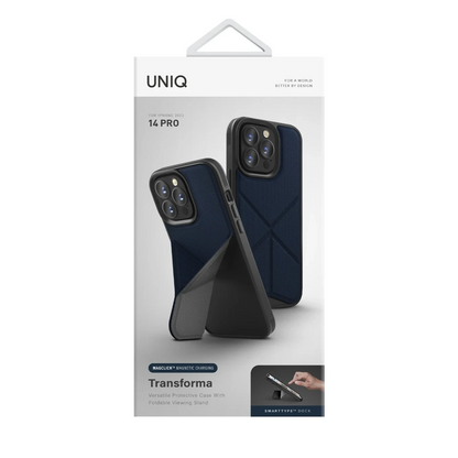 Uniq Apple iPhone 14 Pro Transforma Magsafe Standlı Kapak - Mavi