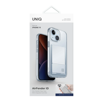 Uniq Apple iPhone 15 Air Fender Kartvizitli Kapak - Şeffaf