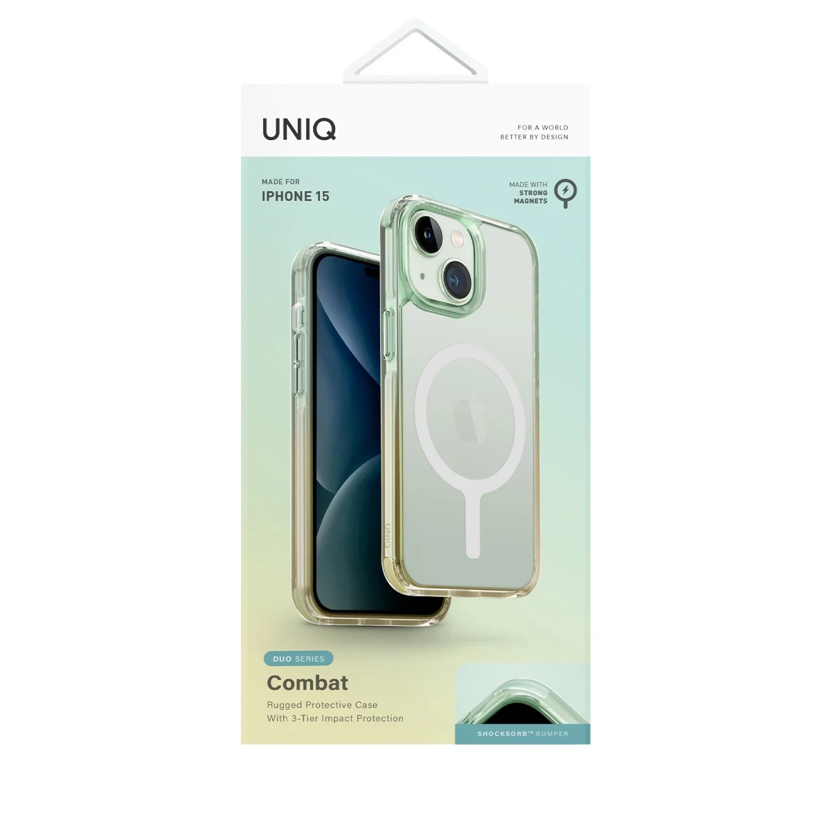Uniq Apple iPhone 15 Combat Duo Magsafe Kapak - Yeşil