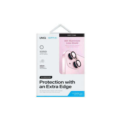 Uniq Apple iPhone 15 Optix Alüminyum Kamera Lens Koruyucu - Pembe