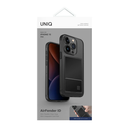 Uniq Apple iPhone 15 Pro Air Fender Kartvizitli Kapak - Füme