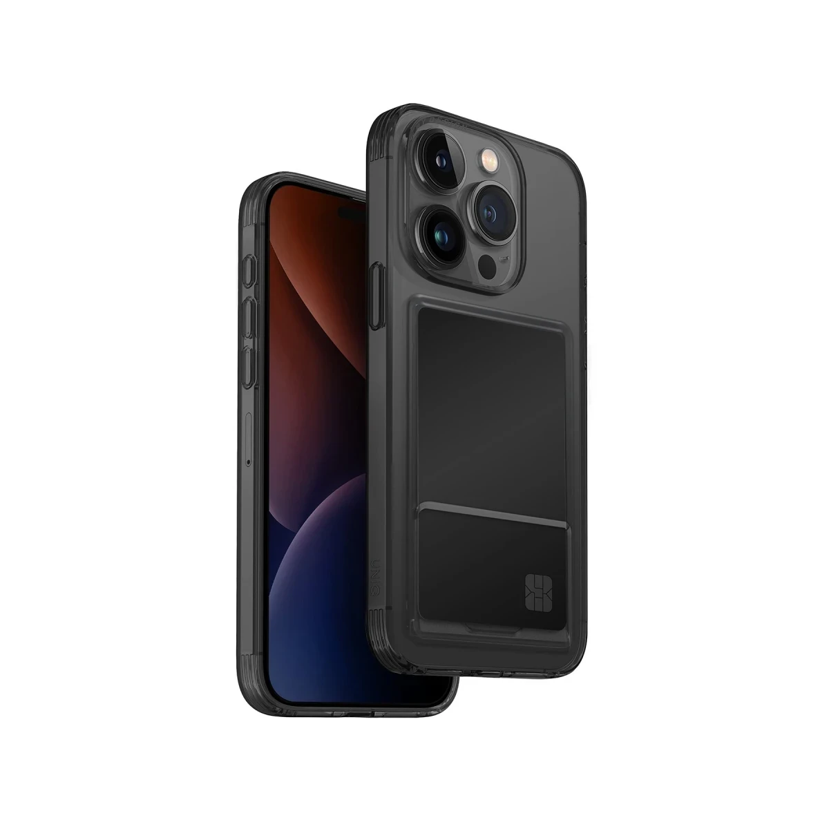 Uniq Apple iPhone 15 Pro Air Fender Kartvizitli Kapak - Füme