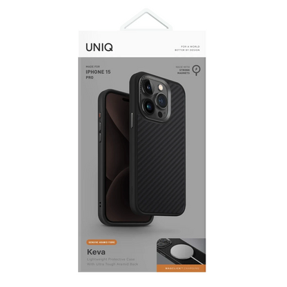 Uniq Apple iPhone 15 Pro Keva Karbon Magsafe Kapak - Siyah