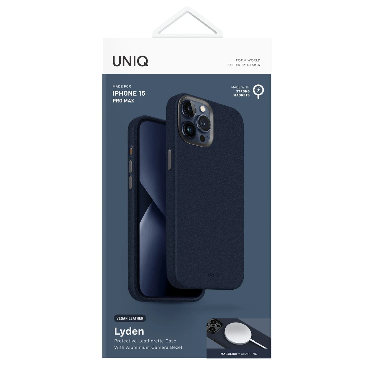Uniq Apple iPhone 15 Pro Lyden Magsafe Deri Kapak - Mavi