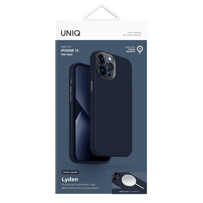 Uniq Apple iPhone 15 Pro Lyden Magsafe Deri Kapak - Mavi