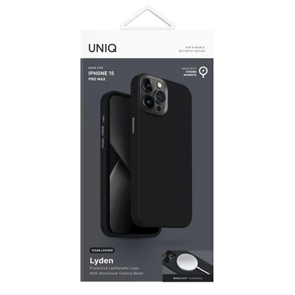 Uniq Apple iPhone 15 Pro Lyden Magsafe Deri Kapak - Siyah