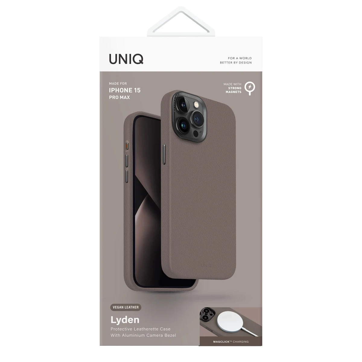 Uniq Apple iPhone 15 Pro Lyden Magsafe Deri Kapak - Titan Gri