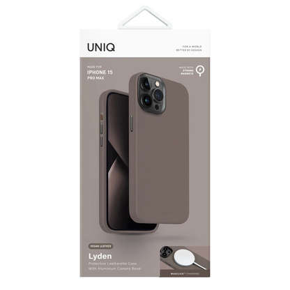 Uniq Apple iPhone 15 Pro Lyden Magsafe Deri Kapak - Titan Gri