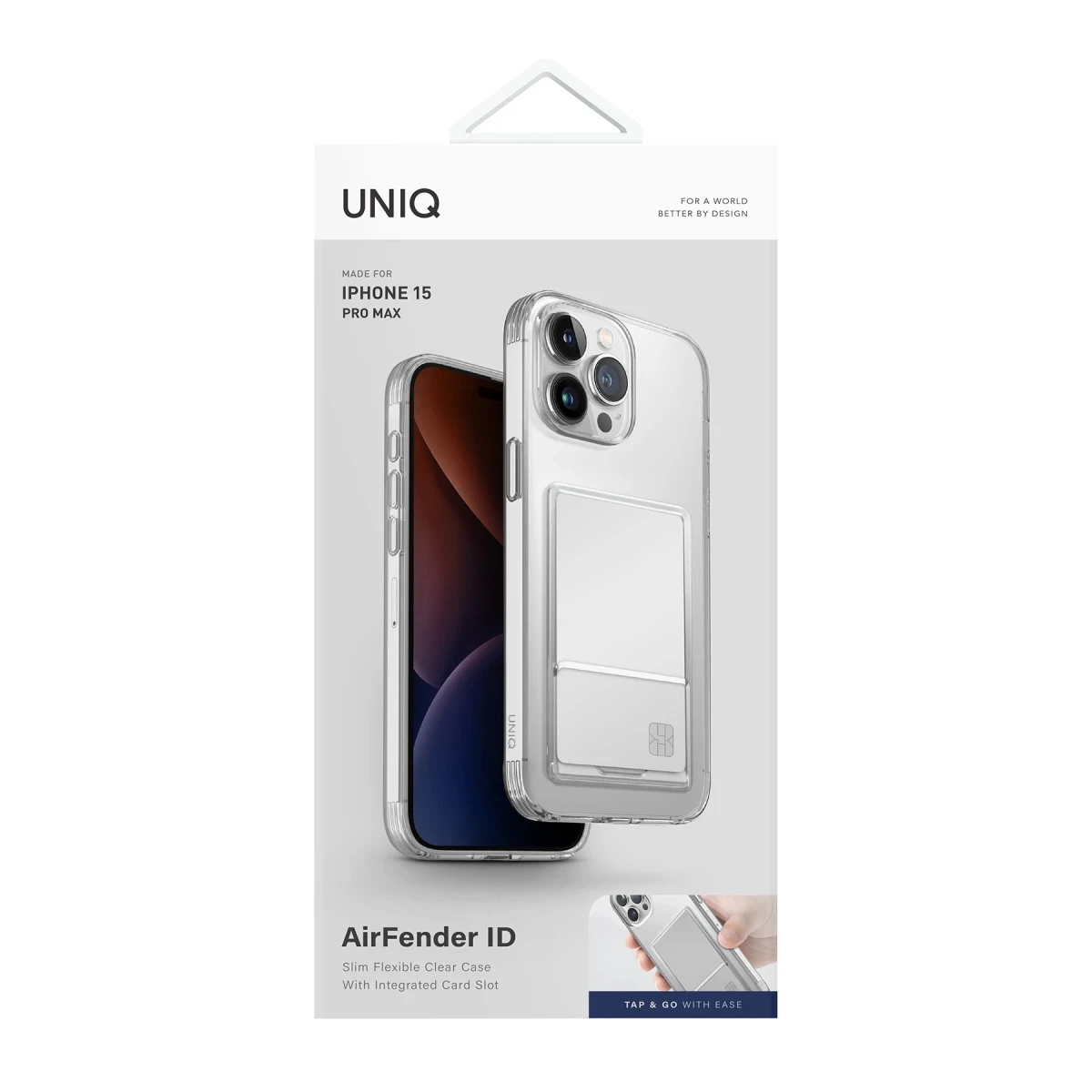 Uniq Apple iPhone 15 Pro Max Air Fender Kartvizitli Kapak - Şeffaf