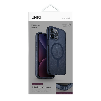 Uniq Apple iPhone 15 Pro Max LifePro Xtreme Magsafe Kapak - Simli Mavi