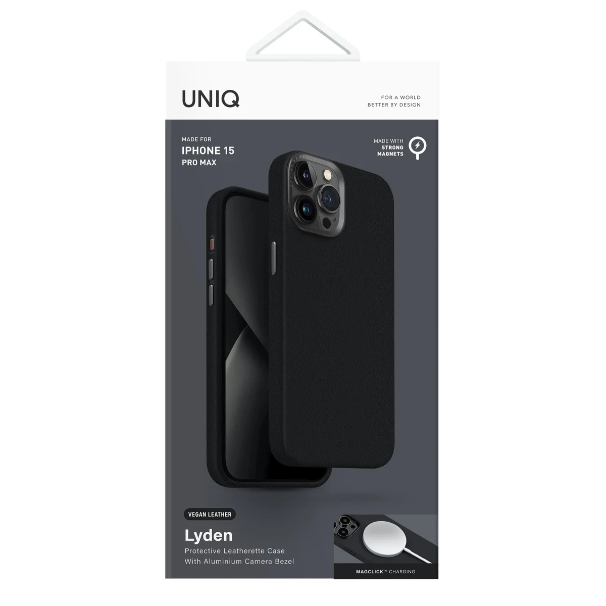 Uniq Apple iPhone 15 Pro Max Lyden Magsafe Deri Kapak - Siyah