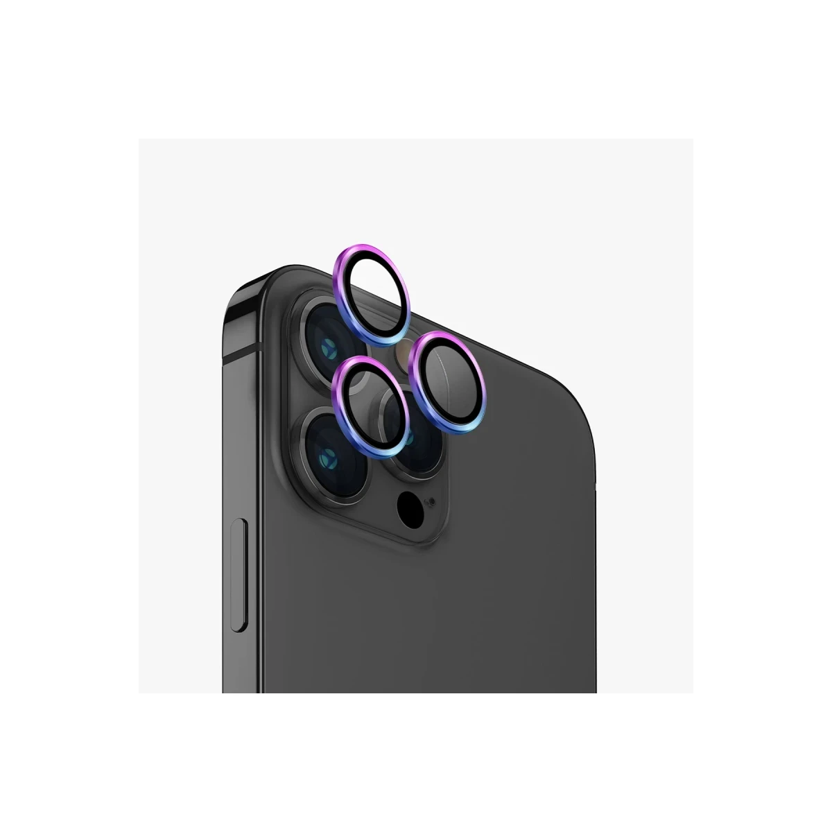 Uniq Apple iPhone 15 Pro Max Optix Alüminyum Kamera Lens Koruyucu - Gökkuşağı