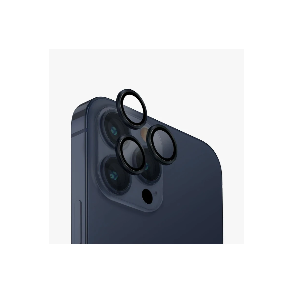 Uniq Apple iPhone 15 Pro Max Optix Alüminyum Kamera Lens Koruyucu - Lacivert