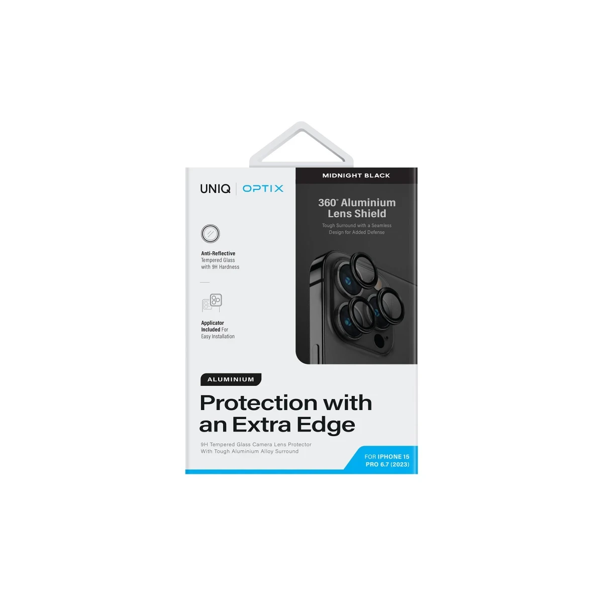 Uniq Apple iPhone 15 Pro Max Optix Alüminyum Kamera Lens Koruyucu - Siyah