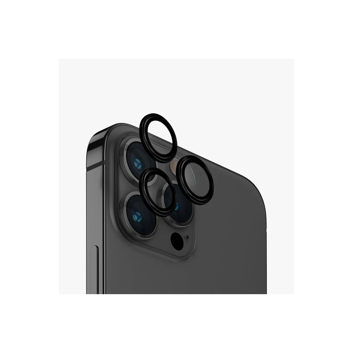 Uniq Apple iPhone 15 Pro Max Optix Alüminyum Kamera Lens Koruyucu - Siyah
