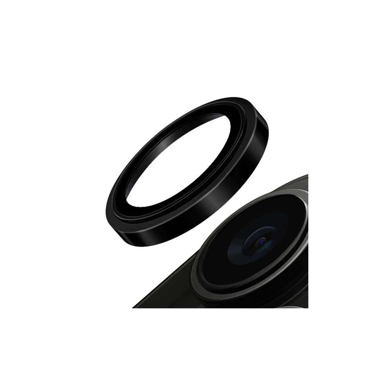 Uniq Apple iPhone 15 Pro Max Optix Çelik Çerçeveli Sapphire Kamera Lens Koruyucu - Siyah
