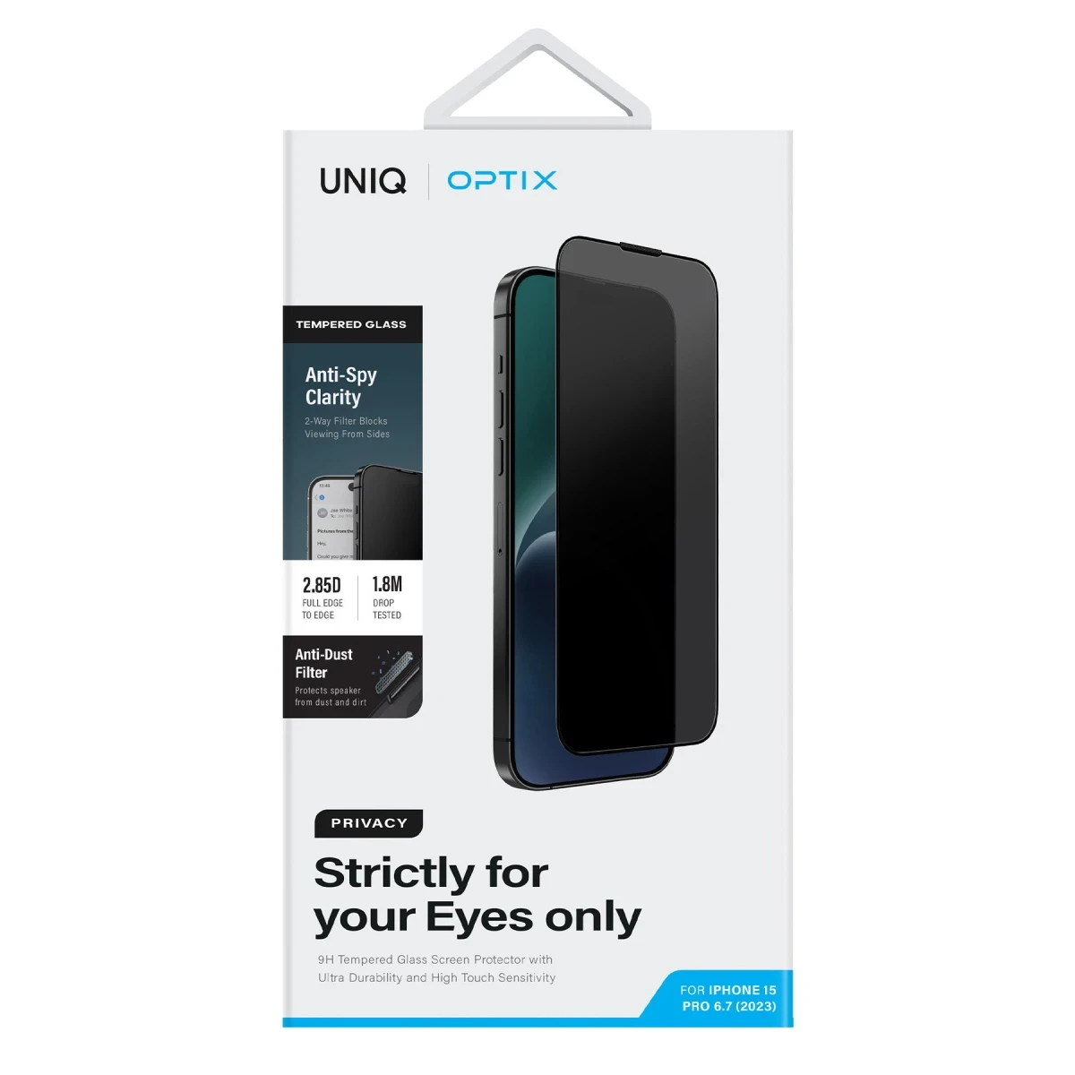 Uniq Apple iPhone 15 Pro Max Optix Hayalet Cam Ekran Koruyucu - Siyah