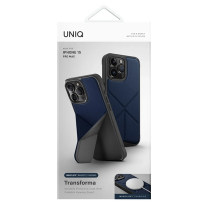 Uniq Apple iPhone 15 Pro Max Transforma Magsafe Standlı Kapak - Mavi