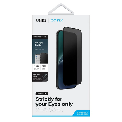 Uniq Apple iPhone 15 Pro Optix Hayalet Cam Ekran Koruyucu - Siyah