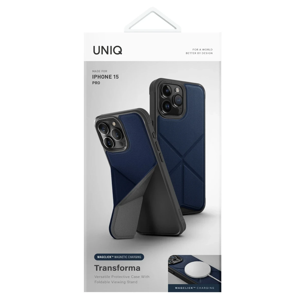 Uniq Apple iPhone 15 Pro Transforma Magsafe Standlı Kapak - Mavi
