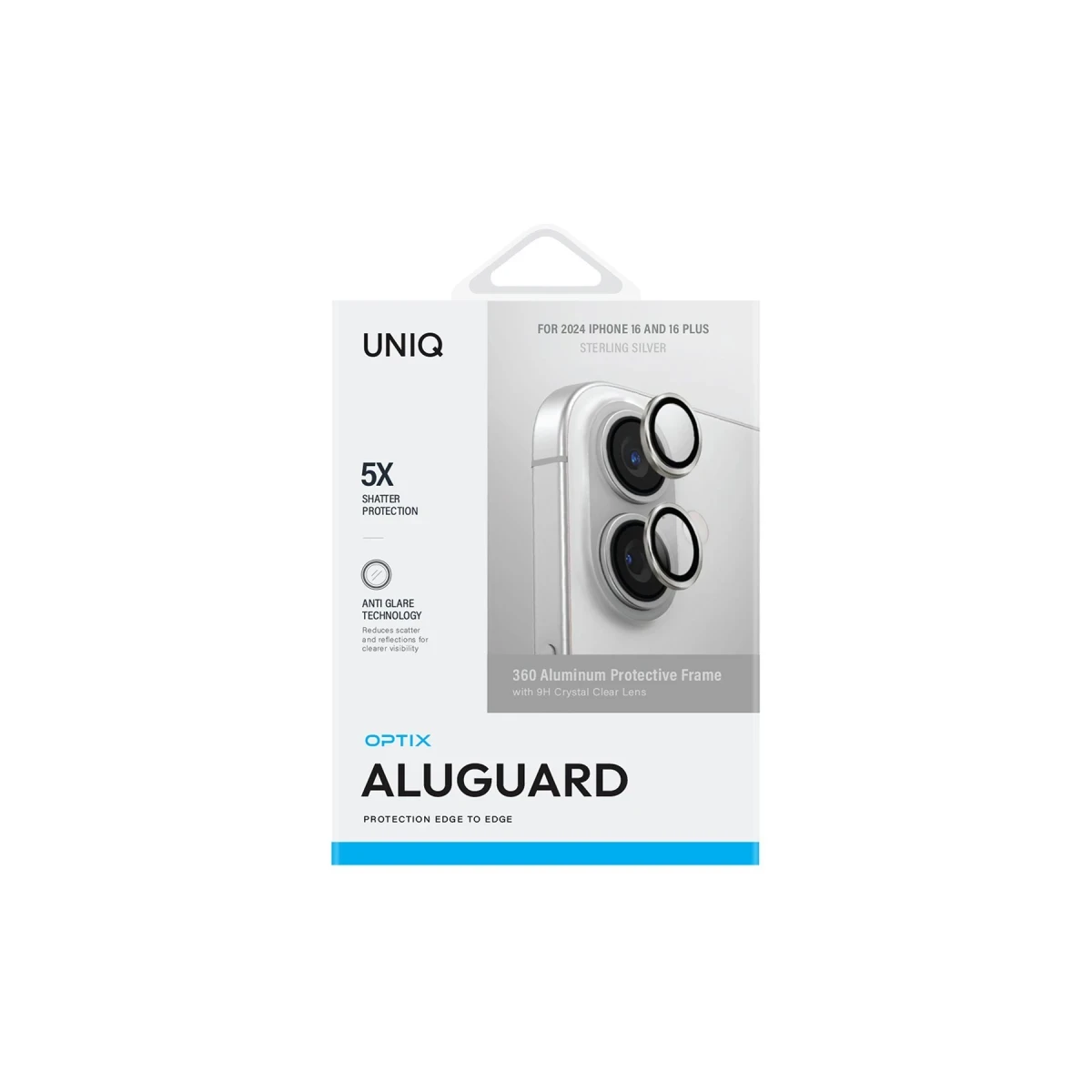 Uniq Apple iPhone 16 Optix Alüminyum Kamera Lens Koruyucu - Gümüş