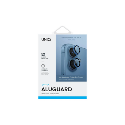 Uniq Apple iPhone 16 Optix Alüminyum Kamera Lens Koruyucu - Mavi