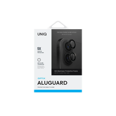 Uniq Apple iPhone 16 Optix Alüminyum Kamera Lens Koruyucu - Siyah