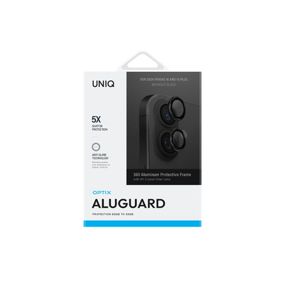 Uniq Apple iPhone 16 Optix Alüminyum Kamera Lens Koruyucu - Siyah