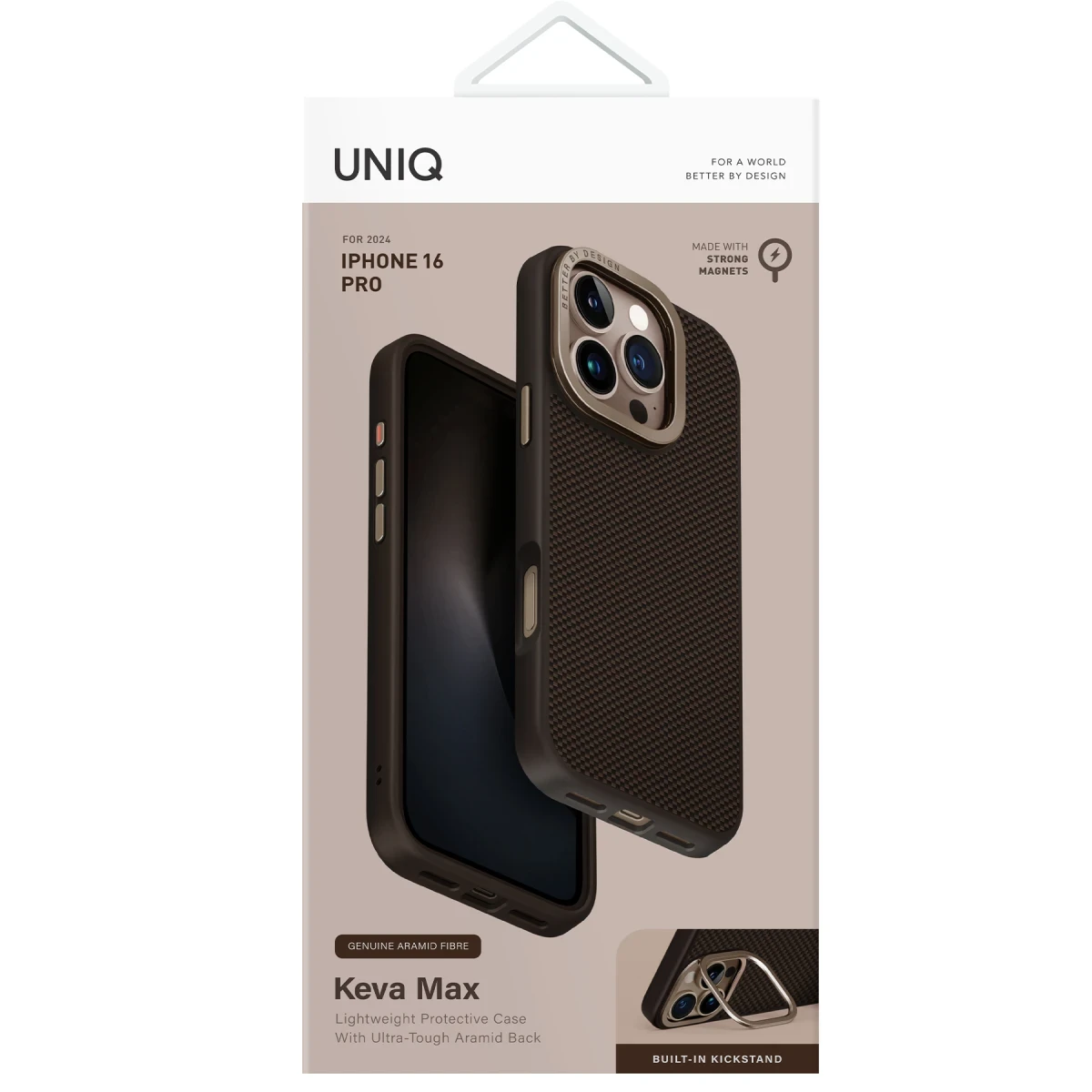 Uniq Apple iPhone 16 Pro Keva Max Karbon Magsafe Kapak - Kahverengi
