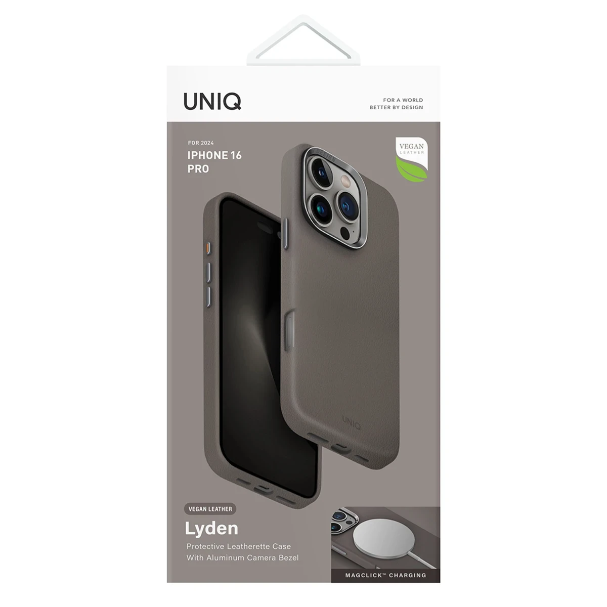 Uniq Apple iPhone 16 Pro Lyden Magsafe Deri Kapak - Titan Gri