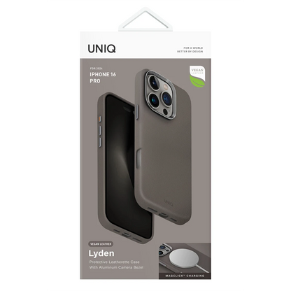 Uniq Apple iPhone 16 Pro Lyden Magsafe Deri Kapak - Titan Gri