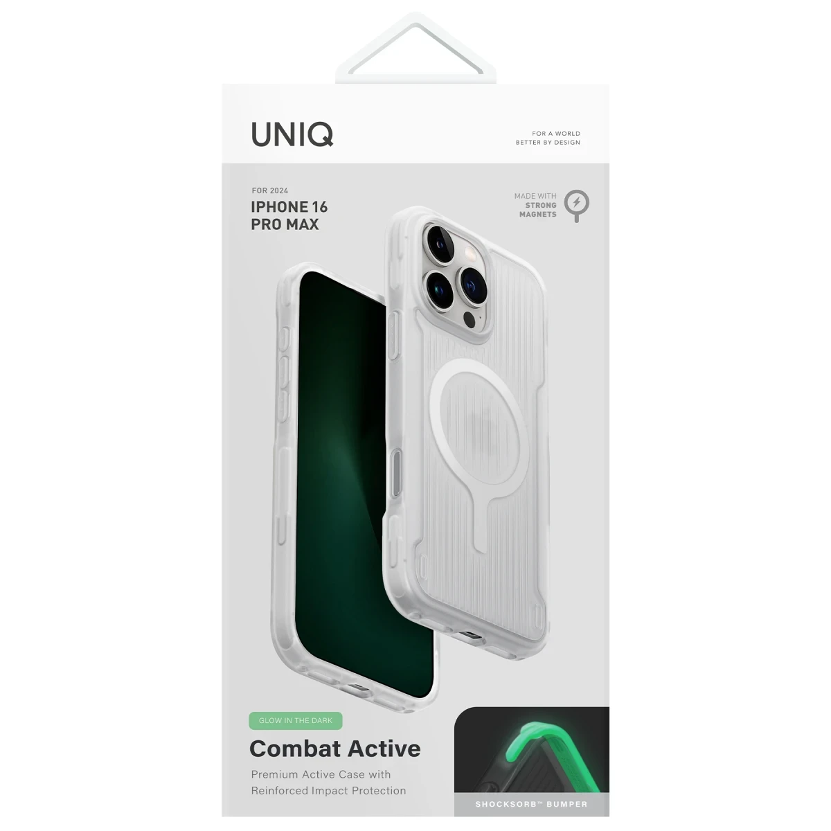 Uniq Apple iPhone 16 Pro Max Combat Active Magsafe Kapak - Şeffaf Fosforlu