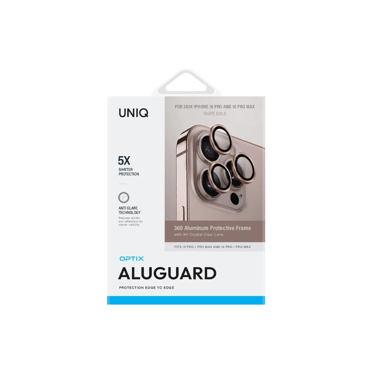 Uniq Apple iPhone 16 Pro Max Optix Alüminyum Kamera Lens Koruyucu - Gold