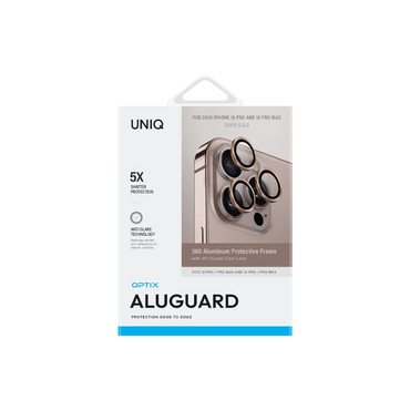 Uniq Apple iPhone 16 Pro Max Optix Alüminyum Kamera Lens Koruyucu - Gold