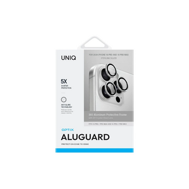Uniq Apple iPhone 16 Pro Max Optix Alüminyum Kamera Lens Koruyucu - Gümüş