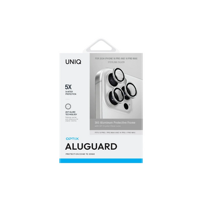 Uniq Apple iPhone 16 Pro Max Optix Alüminyum Kamera Lens Koruyucu - Gümüş