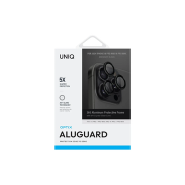 Uniq Apple iPhone 16 Pro Max Optix Alüminyum Kamera Lens Koruyucu - Siyah