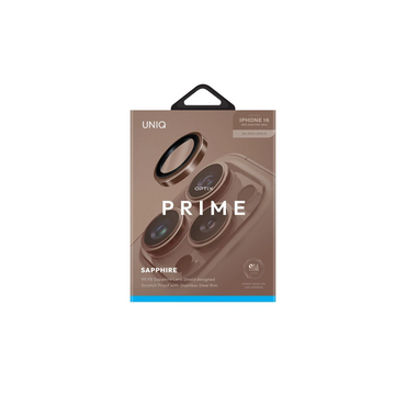 Uniq Apple iPhone 16 Pro Max Optix Çelik Çerçeveli Sapphire Kamera Lens Koruyucu - Gold
