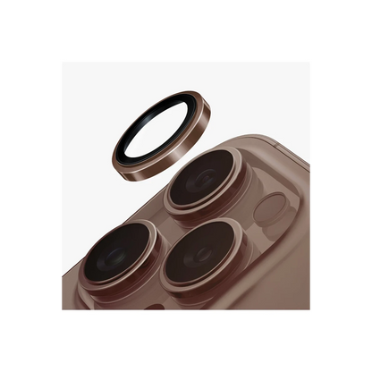Uniq Apple iPhone 16 Pro Max Optix Çelik Çerçeveli Sapphire Kamera Lens Koruyucu - Gold