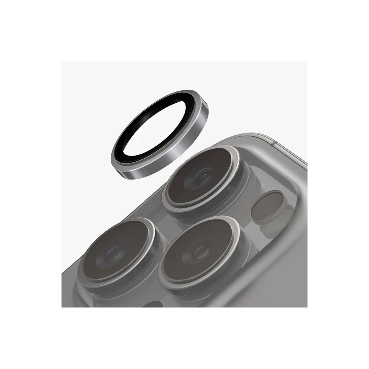 Uniq Apple iPhone 16 Pro Max Optix Çelik Çerçeveli Sapphire Kamera Lens Koruyucu - Gri