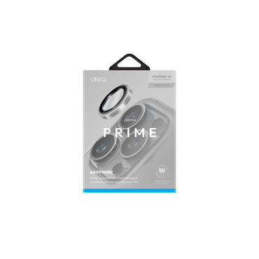 Uniq Apple iPhone 16 Pro Max Optix Çelik Çerçeveli Sapphire Kamera Lens Koruyucu - Gümüş