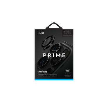 Uniq Apple iPhone 16 Pro Max Optix Çelik Çerçeveli Sapphire Kamera Lens Koruyucu - Siyah
