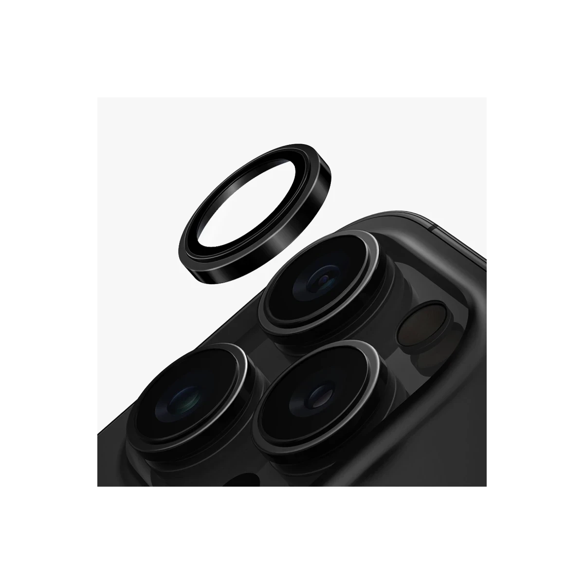 Uniq Apple iPhone 16 Pro Max Optix Çelik Çerçeveli Sapphire Kamera Lens Koruyucu - Siyah